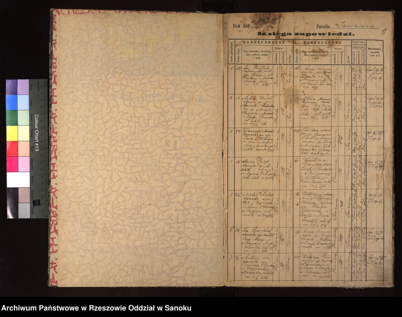 Obraz z jednostki "Księga zapowiedzi przedślubnych, małżeństw, urodzeń i zgonów w miejscowości Jasienica, Orzechówka, Wola Jasienicka, Wola Orzechowska"