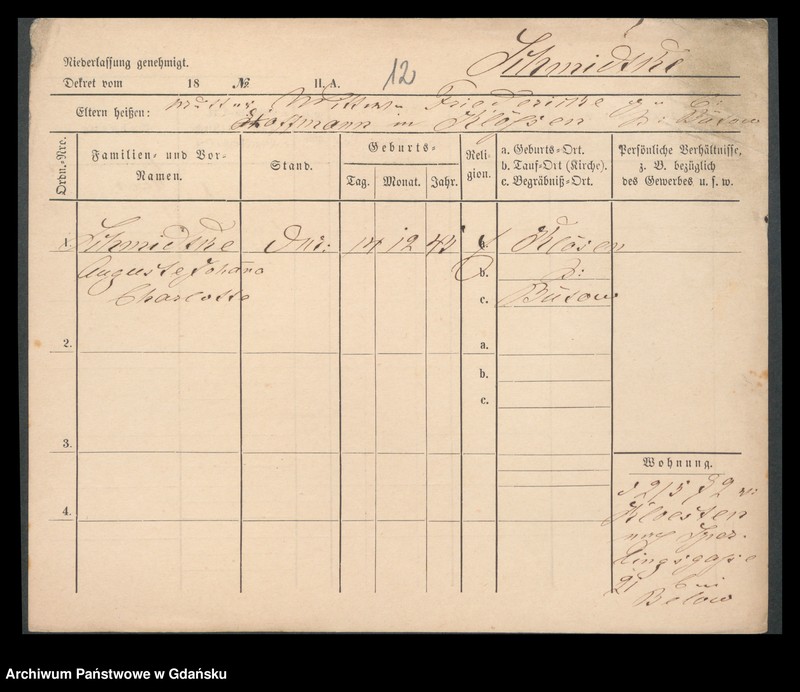 image.from.unit.number "Karty meldunkowe: Schmidtke - Schmirgalski"