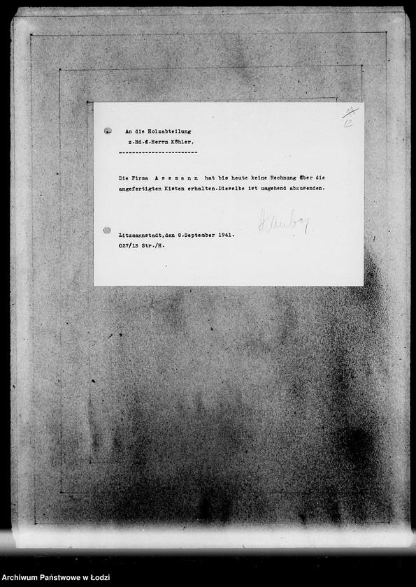 Obraz 17 z jednostki "Ausgelieferte Kommisionen Konto 0 von 60-[82] [Wydane na zlecenie G.V.meble z warsztatów Getta]."