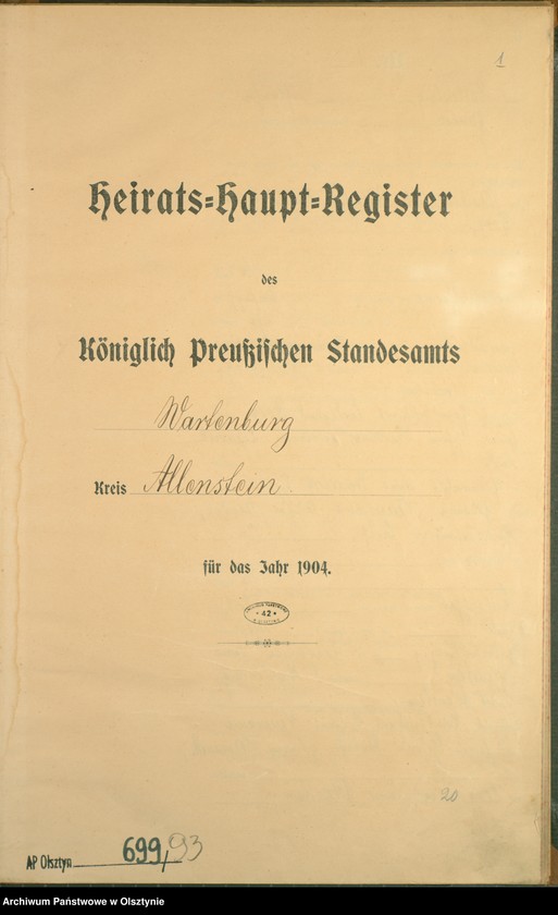 image.from.unit.number "Heiraths-Haupt-Register Nr 1 - 22"