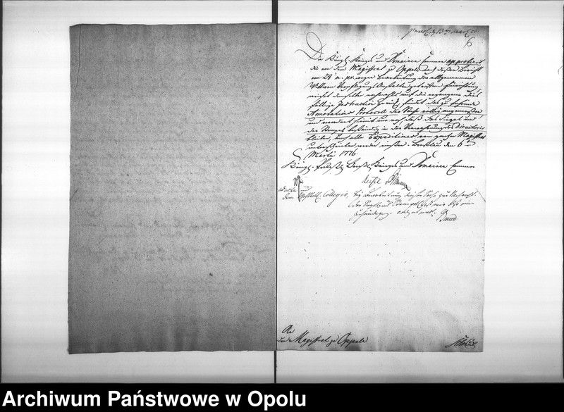 Obraz 8 z jednostki "Acta des Magistrats zu Oppeln von den Wittwen Verpflegungs Anstalten, Beitritt der Officianten, und dissfälligen Verhandlungen und jährlichen Eingaben. de Anno 1776 bis Vol. I"