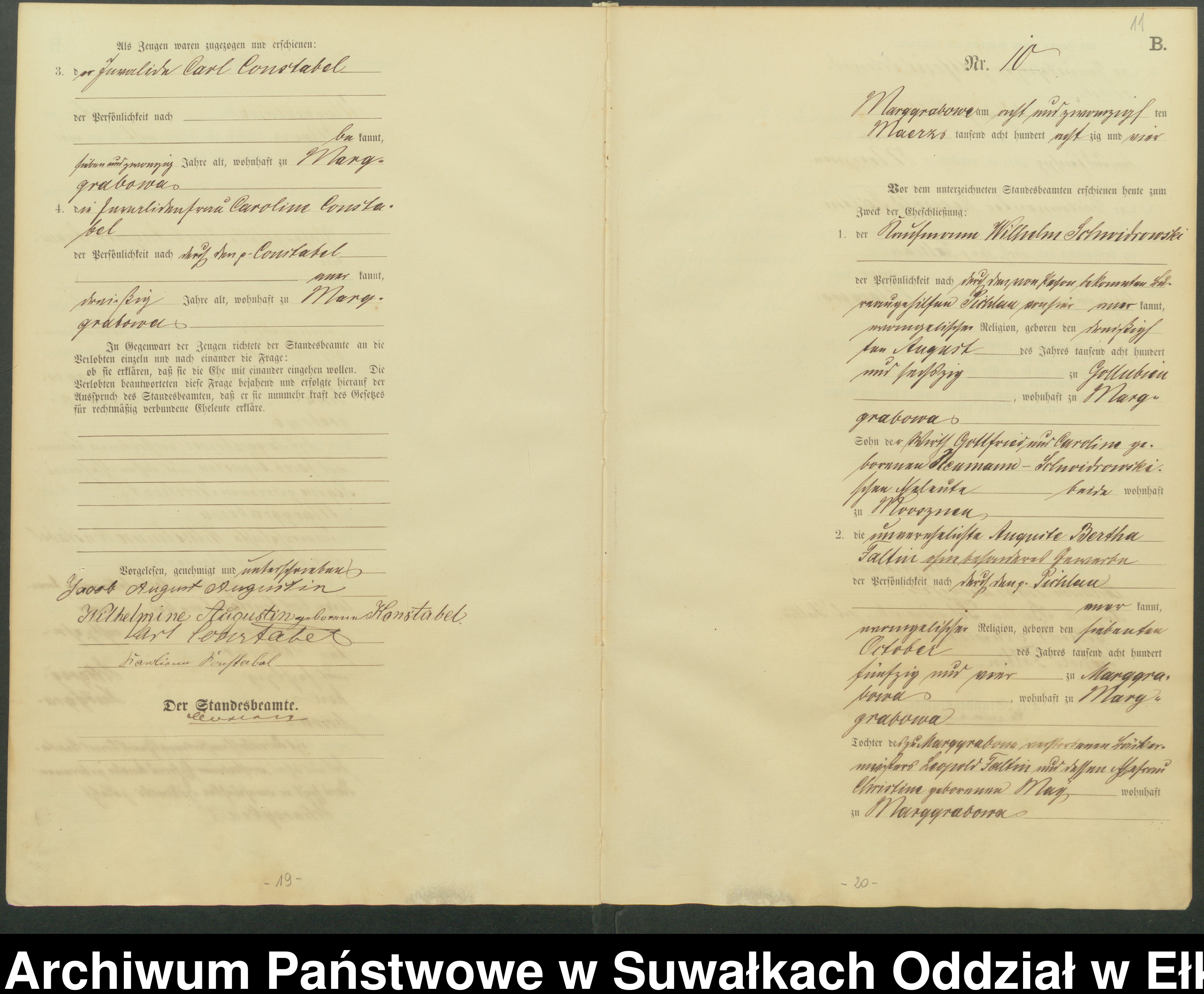 Skan z jednostki: Heiraths-Haupt-Register des Königlichen Preussischen Standes-Amtes Stadtgemeinde Marggrabowa Kreis Oletzko