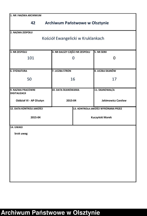 image.from.unit.number "Rechnung der Kirchen Kassen Kruklanken"