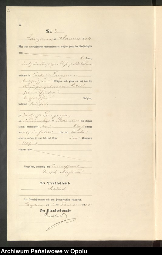 image.from.unit.number "Geburts-Neben-Register Standesamts Langenau pro 1904"