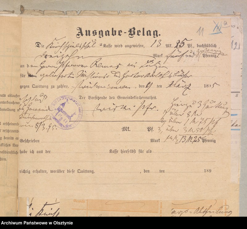 image.from.unit.number "Einnahme und Ausgabe Beläge der Kirchspiels Schulkasse zu Widminnen"