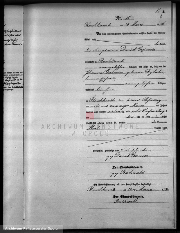 image.from.unit.number "Geburts-Neben-Register Standesamts Roschkowitz pro 1876"