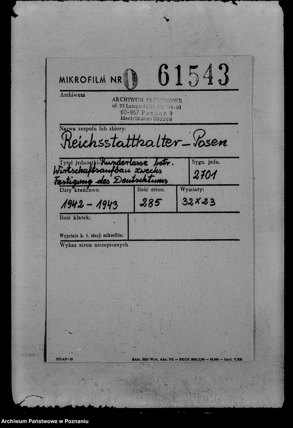 Obraz 2 z jednostki "Runderlasse betr. Wirtschaftsaufbau zwecks Festigung des Deutschtums"