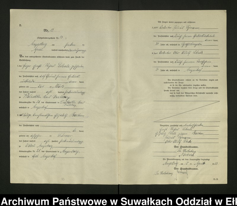 image.from.unit.number "[Heirats - Register (Neben - Register) Standesamt Angerburg einschl. der Bezirke, Gr. Strengeln, Prinowen und Kehlen Kreis Angerburg]"