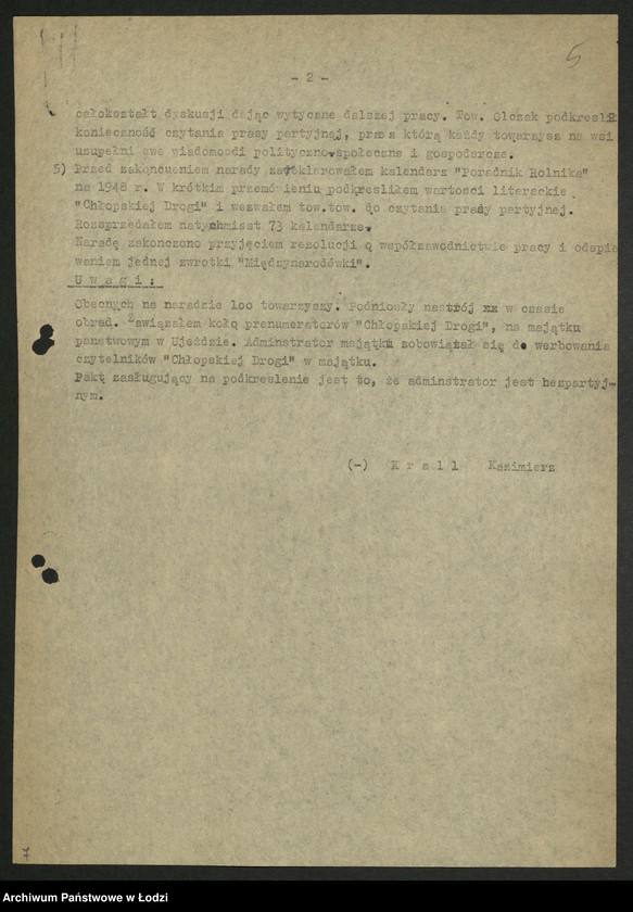 Obraz 6 z jednostki "Kolportaż - sprawozdania instruktora [wojewódzkiego] z wyjazdów w teren"