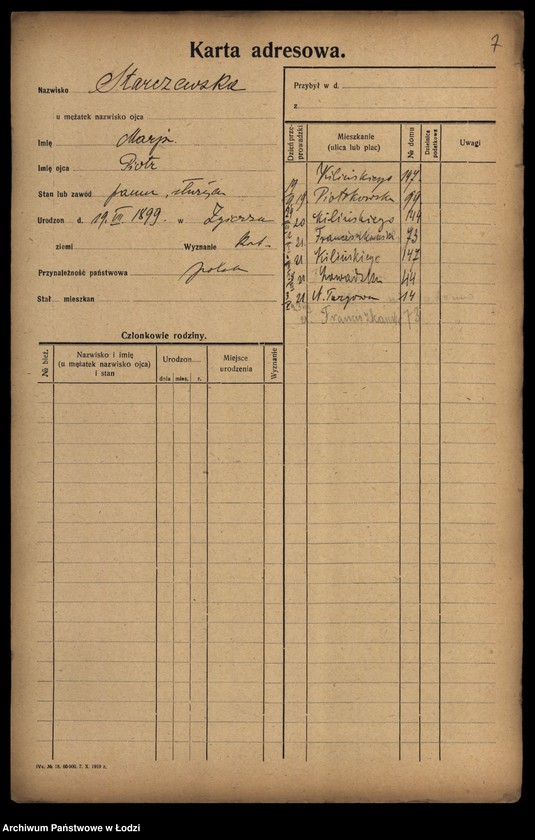 Obraz 9 z jednostki "[Spis ludności Łodzi] Starczewska-Stasiak"