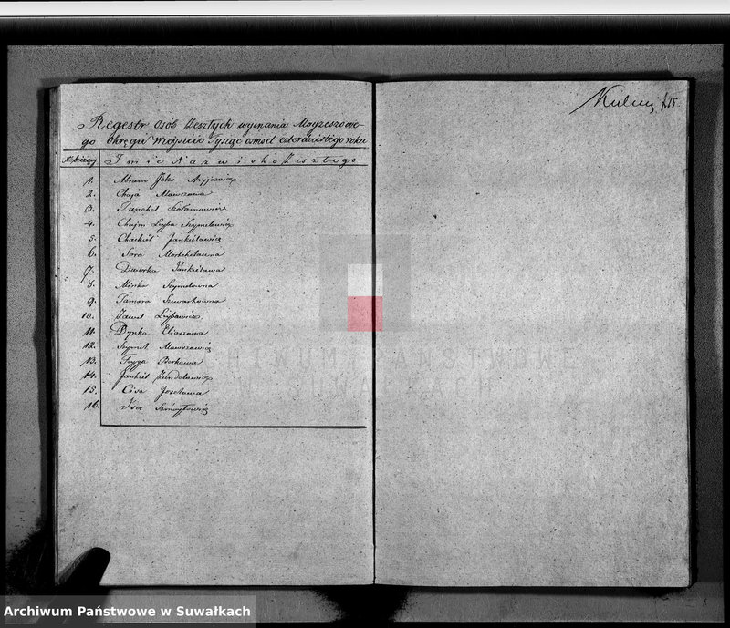 image.from.unit.number "Księga Duplikat Aktow Urodzonych, Zaślubionych i Zeszłych wyznania Mojżeszowego Okręgu Wiejsieie na rok 1840 sporządzona"