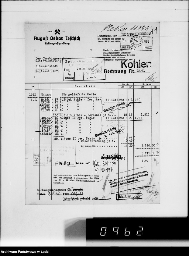Obraz 16 z jednostki "T. [rachunki za dostawy towarów dla Getta]"