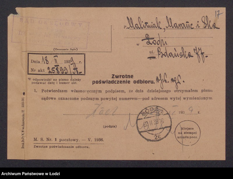 Obraz 19 z jednostki "Chil Abram Maliniak, Łazarz – Lajzer Maranc, Brajna Rozencwajg – pzremysł drzewny"