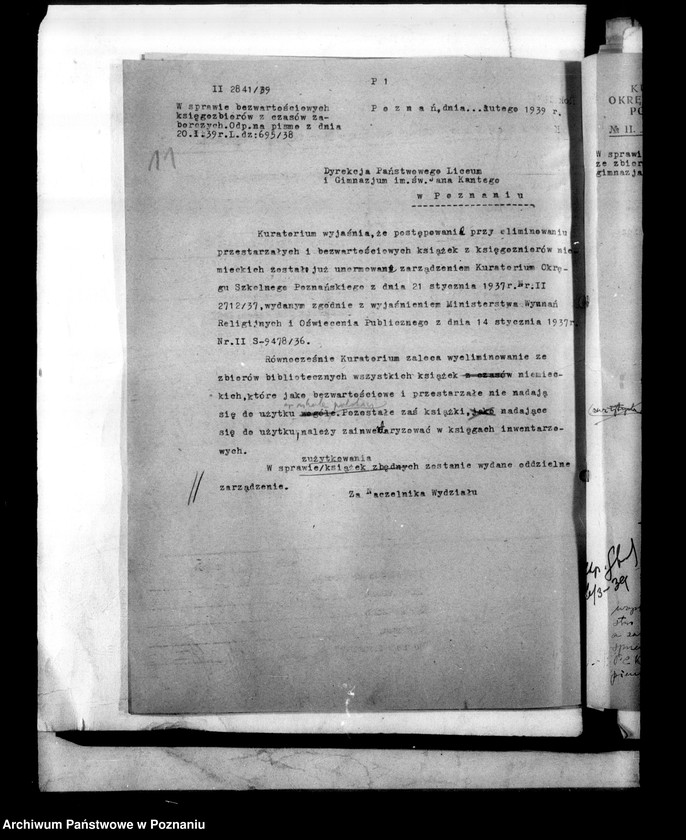 Obraz 14 z jednostki "Państwowe Liceum i Gimnazjum męskie imienia Jana Kantego - Poznań [lista abiturientów]"