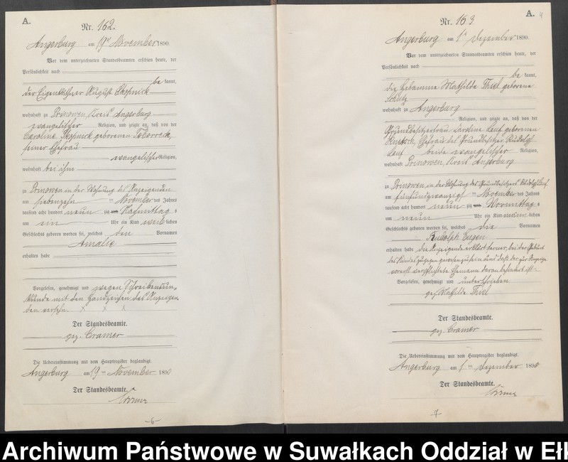 image.from.unit.number "Geburts-Neben-Register des Preussischen Standes-Amtes Angerburg Kreis Angerburg, Band II (Nr 159-Nr 171)"