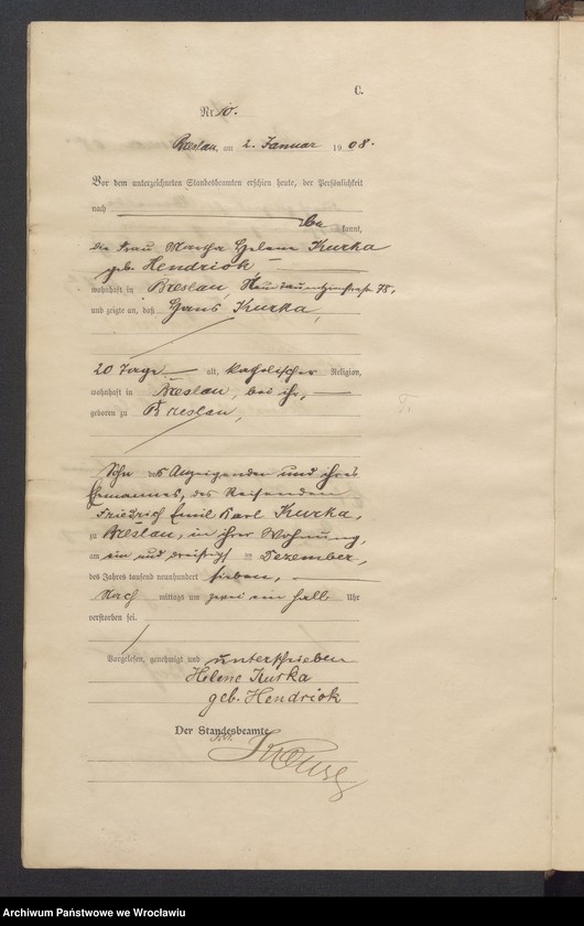 image.from.unit.number "Sterbe-Haupt-Register Breslau II 1908 Band 1"