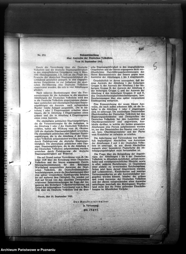 Obraz 8 z jednostki "Anordnung und Erlasse über Wohnung und Mietpolitik im Reichsgau Wartheland"