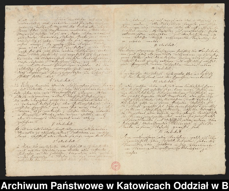 image.from.unit.number "[1. Korespondencja arcyksiężnej Marii Teresy Habsburg z władzami kościelnymi w sprawie uzyskania zezwolenia na odprawianie Mszy Świętej w kaplicy zamkowej 1905-1912, 2. Kopia fragmentu traktatu wiedeńskiego z 3 maja 1815 roku]"