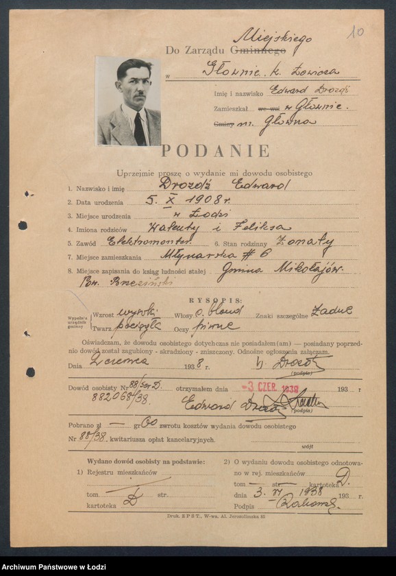 image.from.unit.number "Podania o wydanie dowodów osobistych. Litery D -F"