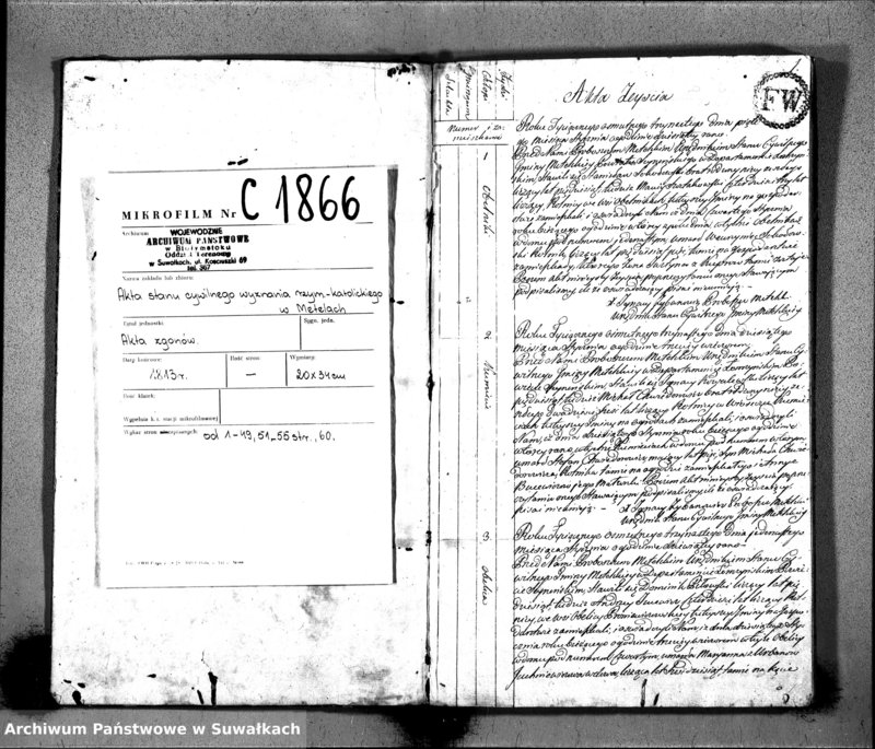 Obraz 3 z jednostki "Księgo Aktów Zeyscia Urzędnika Stanu Cywilnego Gminy Metelskiey Powiatu Seyneńskiego Departamentu Łomżyńskiego od 1-go Stycznia Tysiąc Osimset Trzynastego Roku 1813"