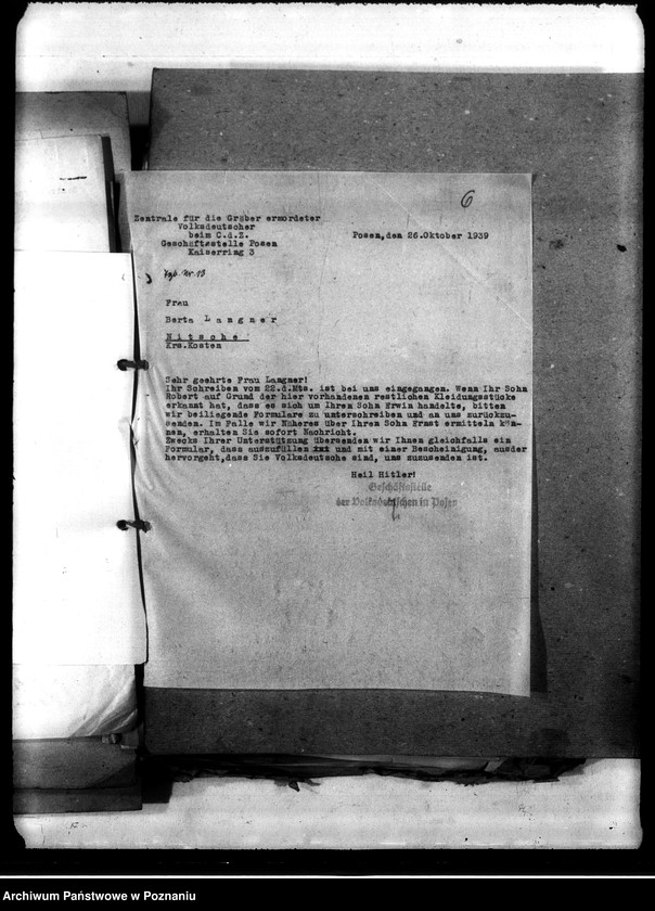 Obraz 10 z jednostki "Korespondencja w sprawie miejscowych Niemców, którzy zginęli w 1939 roku L - Z"