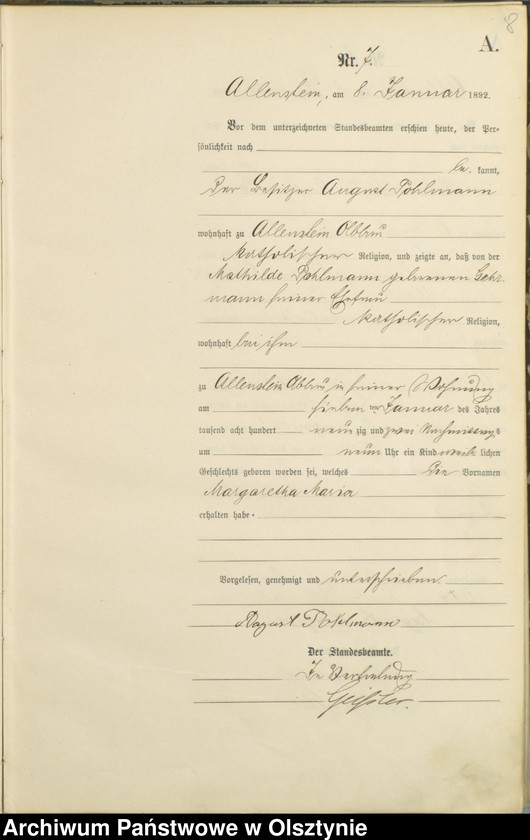 image.from.unit.number "Geburts-Haupt-Register Tom I,Nr 1 - 280"