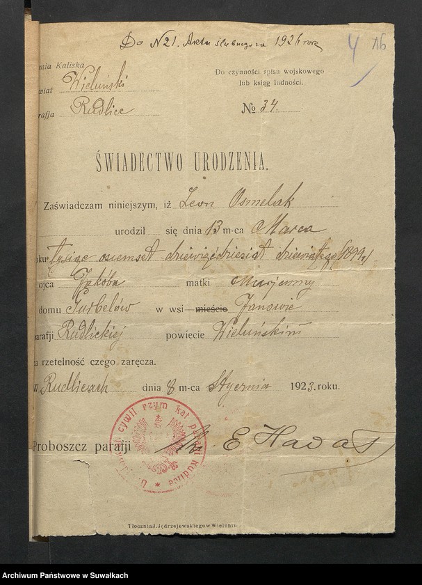 image.from.unit.number "Aneksa do Aktów Ślubnych parafji Wigierskiej za 1926 rok"
