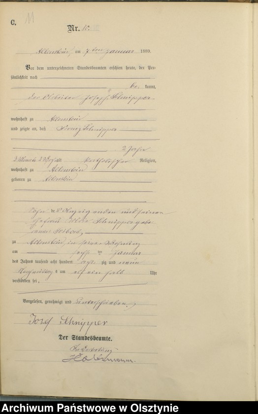image.from.unit.number "Sterbe-Haupt-Register Tom I,Nr 1 - 302"
