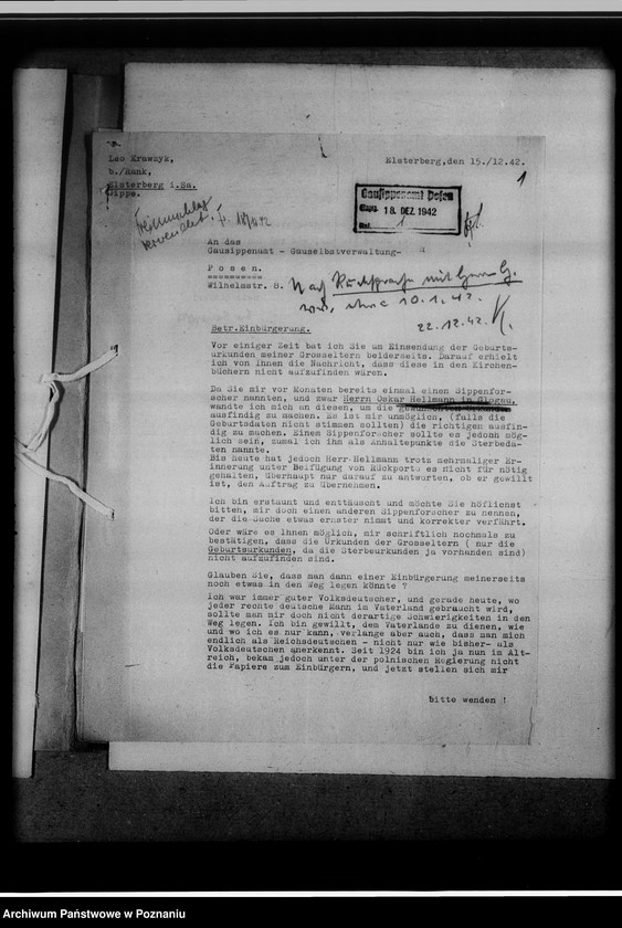 Obraz 5 z jednostki "Berufssippenforscher Oskar Hellmann, Glogau [Głogów]"