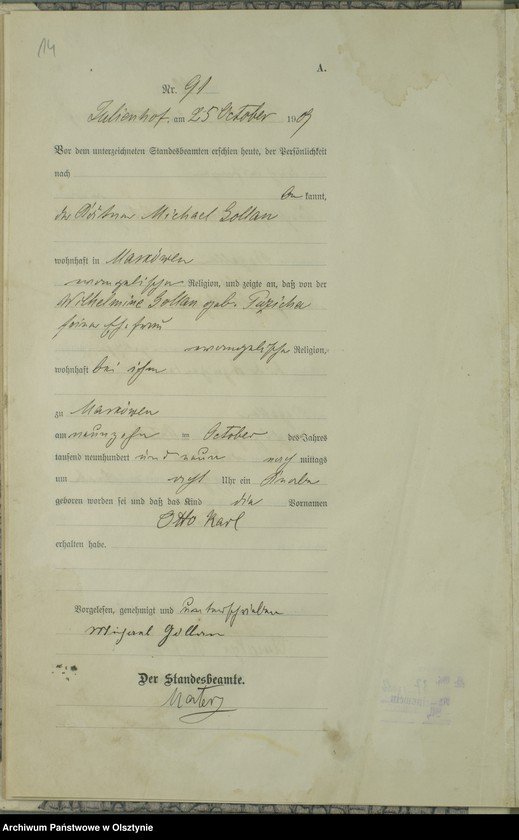 image.from.unit.number "Geburts-Register Nr 76-121 [1909], Nr 1-110 [1910]"