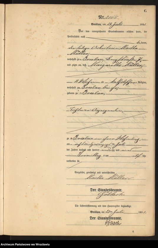 image.from.unit.number "Sterbe-Neben-Register Breslau I 1891 Band 6 "