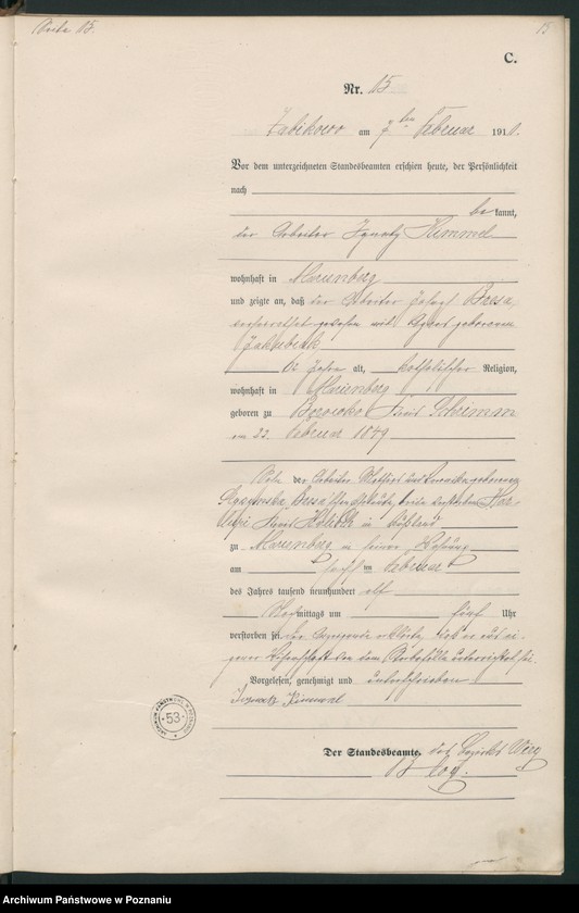 Obraz 18 z jednostki "Sterbe-Haupt-Register"