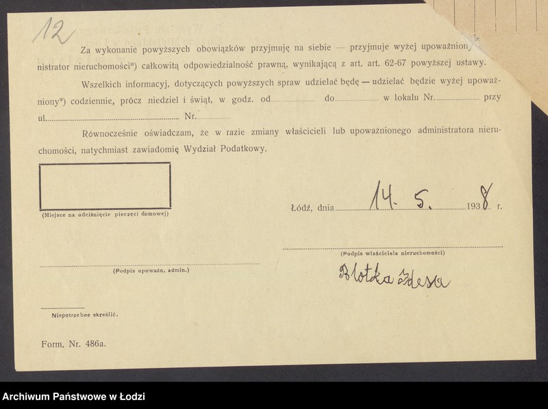 image.from.unit.number "Księga inwentarzowa nieruchomości m. Łodzi ul. Orawska"