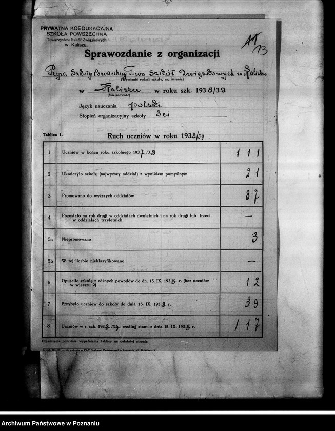 Obraz 17 z jednostki "Prywatna Szkoła Powszechna Towarzystwa Szkół Związkowych Kalisz"