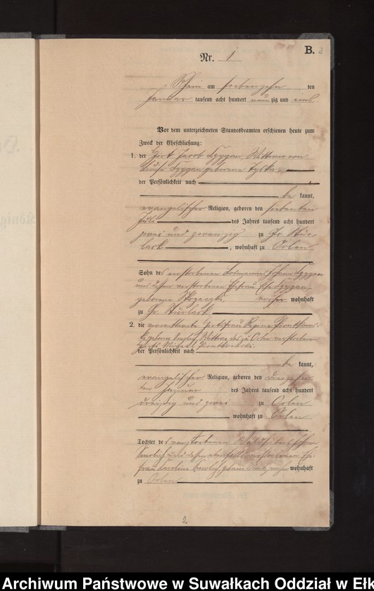 image.from.unit.number "Heiraths-Neben-Register des Königlichen Preussischen Standes-Amtes Orlen Kreis Loetzen"