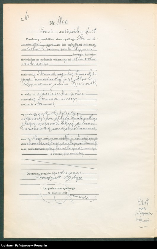 Obraz 8 z jednostki "Księga miejscowa zgonów tom IV [Rejestr główny zgonów]"