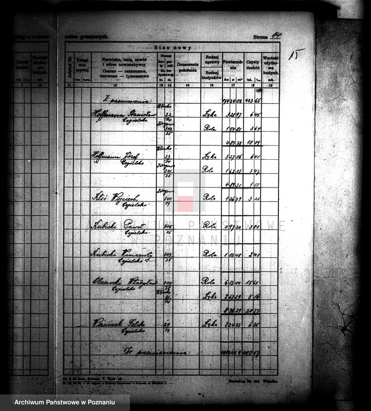 Obraz 19 z jednostki "Wykaz nabywców i powierzchni parcelacji majątku Gościeszyn powiatu wolsztyńskiego"