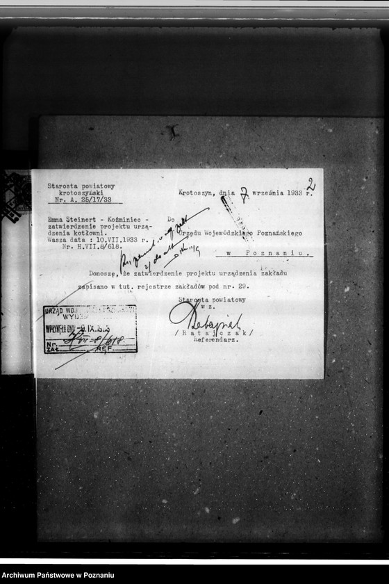 image.from.unit.number "Zatwierdzenie budowy tartaku Emmy Steinert w Koźminie pow. krotoszyński"