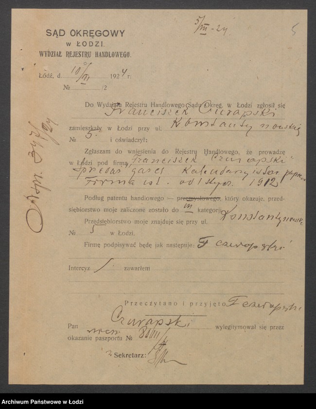 Obraz 7 z jednostki "Franciszek Czuparski- sprzedaz gazet, kalendarzy i starego papieru"