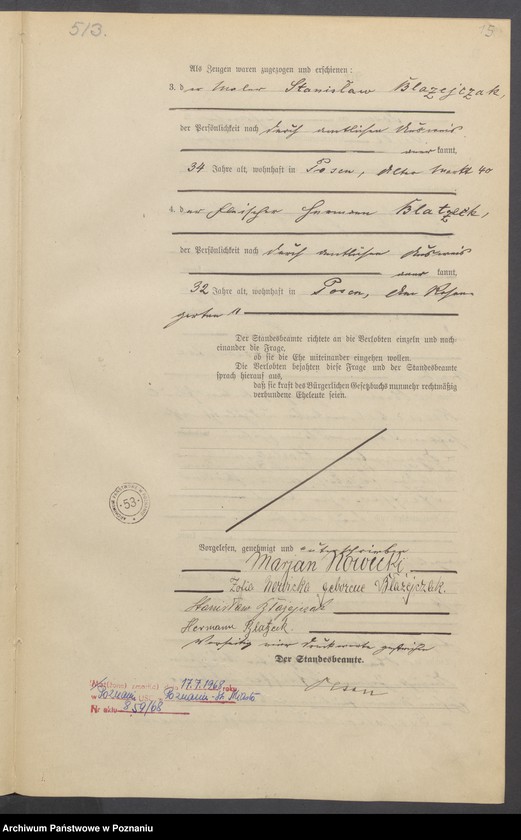 Obraz 17 z jednostki "Księga miejscowa małżeństw tom IV[Rejestr główny małżeństw]"