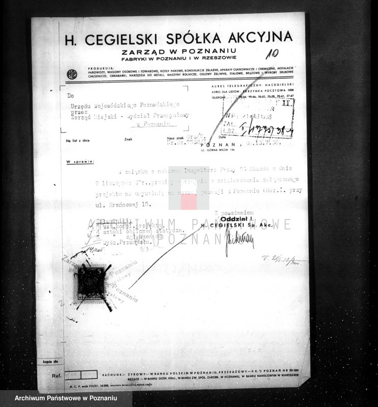 Obraz 14 z jednostki "Zatwierdzenie projektu budowy i urządzenia zakładu przemysłowego nr rej. 1779 / projekt umywalni F-mie H. Cegielski"