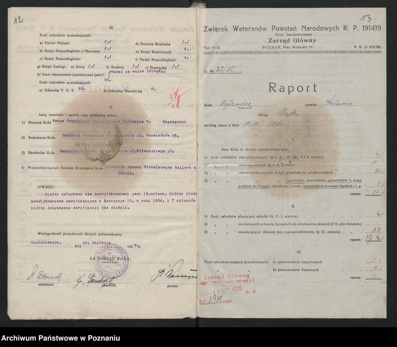 image.from.unit.number "Raporty ze stanu kół okręgu pomorskiego i śląskiego Związku Weteranów Powstań Narodowych Rzeczypospolitej Polski."