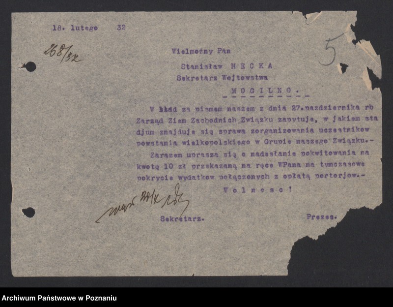 image.from.unit.number "Sprawy organizacyjno - personalne Związku Weteranów Powstań Narodowych [sprawozdania, protokoły, spisy członków, składki]"