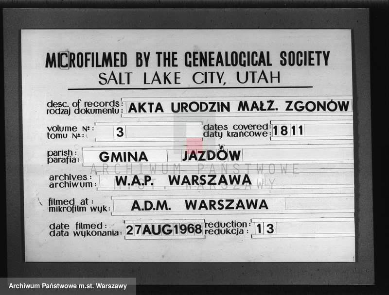 Obraz 1 z jednostki "Akta urodzeń, małżeństw, zgonów"