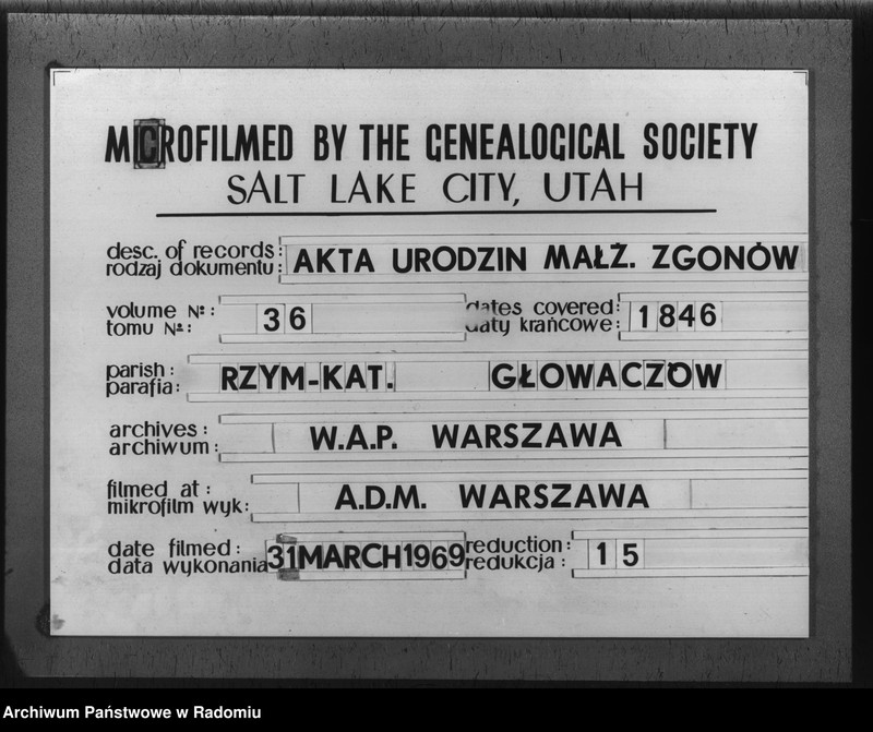 image.from.unit.number "Duplikat urodzonych, zaślubionych i zmarłych w parafii Głowaczew akta w sobie mieszczący za rok 1846"