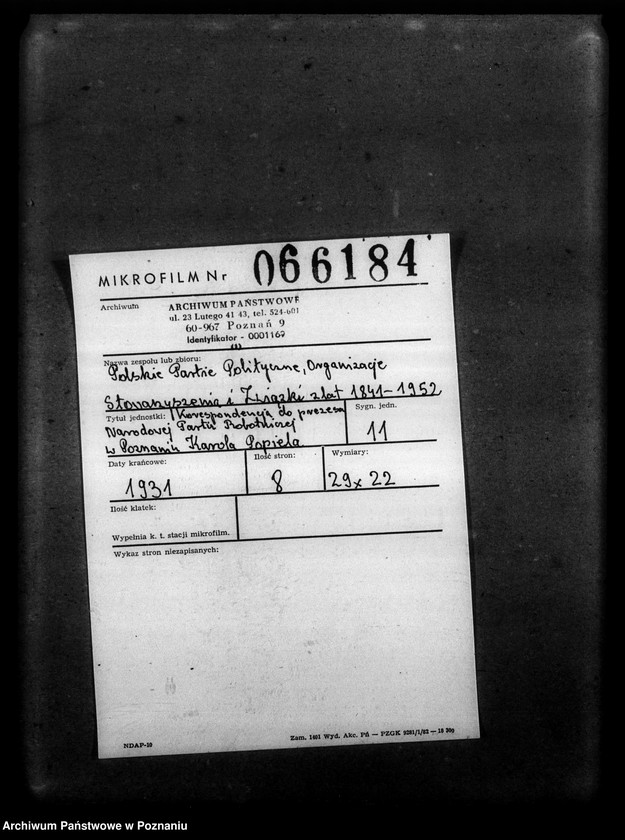 Obraz 2 z jednostki "Korespondencja do prezesa Narodowej Partii Robotniczej w Poznaniu Karola Popiela"