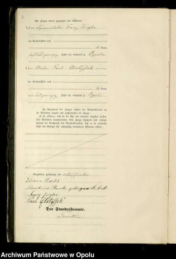 Obraz 17 z jednostki "Rejestr Małżeństw pierwopis 1888 [Opole] 1-148"