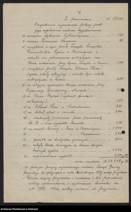 image.from.unit.number "Budżety i sprawy majątkowe żydowskiej gminy wyznaniowej w Bodzentynie pow. Kielce"