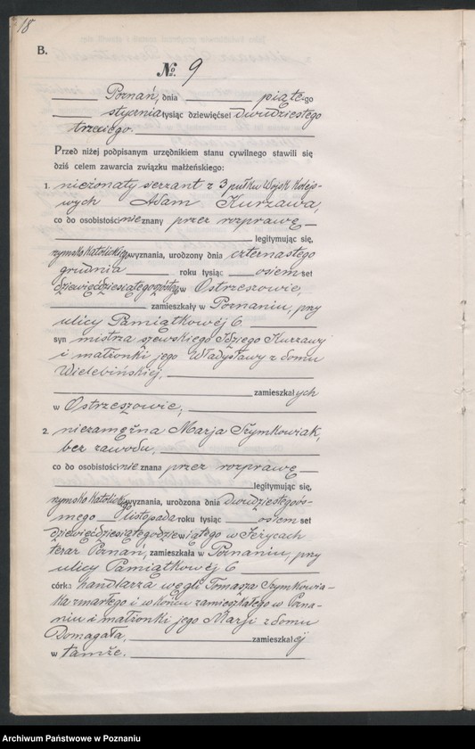 Obraz 20 z jednostki "Księga miejscowa małżeństw tom I [Rejestr główny małżeństw]"