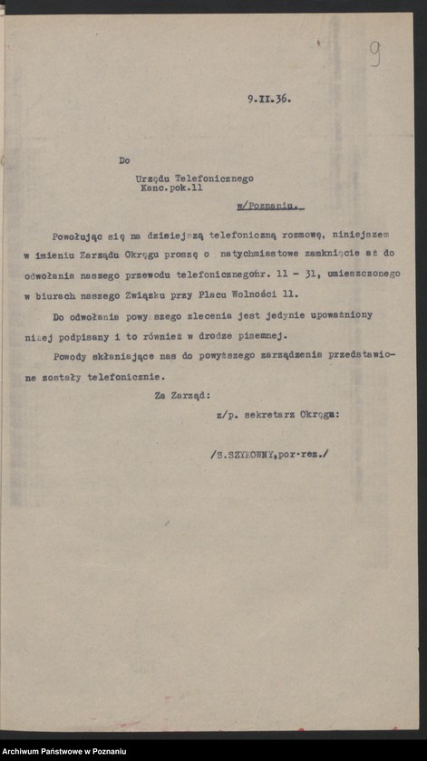 image.from.unit.number "I. Walny Zjazd Delegatów Okręgu Poznańskiego Związku Weteranów Powstań Narodowych 1.III.1936 r."